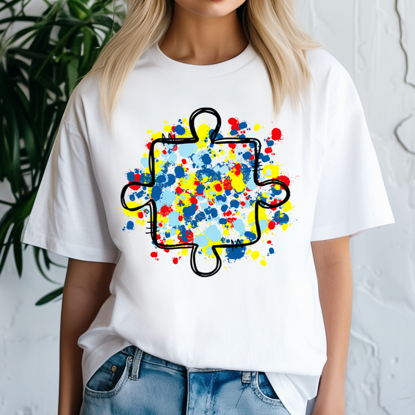 Autism puzzle piece splatter